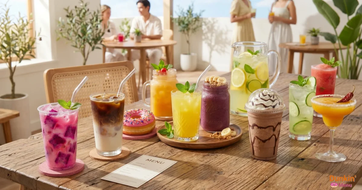 Dunkin Seasonal Menu 2026 with summer refreshers and iced coffee drinks