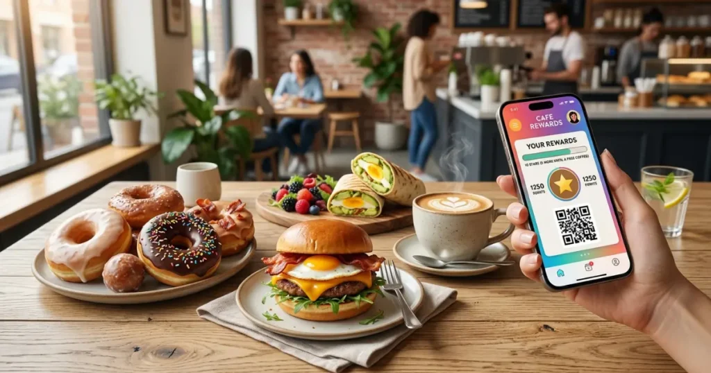 Dunkin Donuts rewards, deals, and happy hour savings concept
