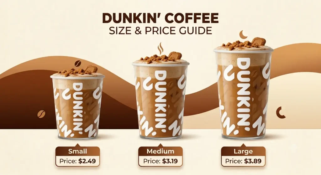 dunkin cookie butter latte price by size small medium large