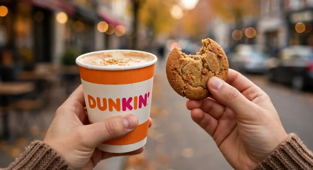 dunkin cookie butter latte finished cup review