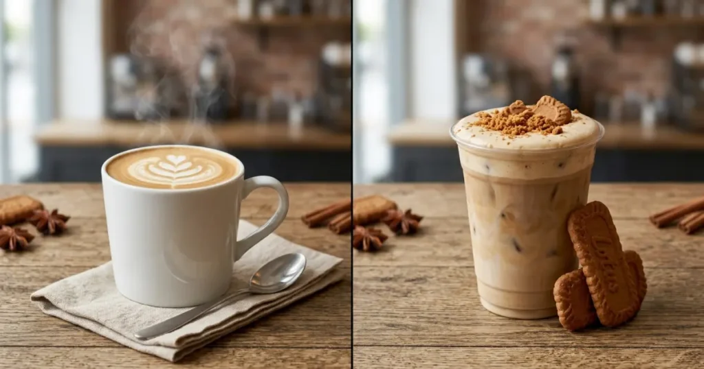 dunkin cookie butter latte hot vs iced comparison