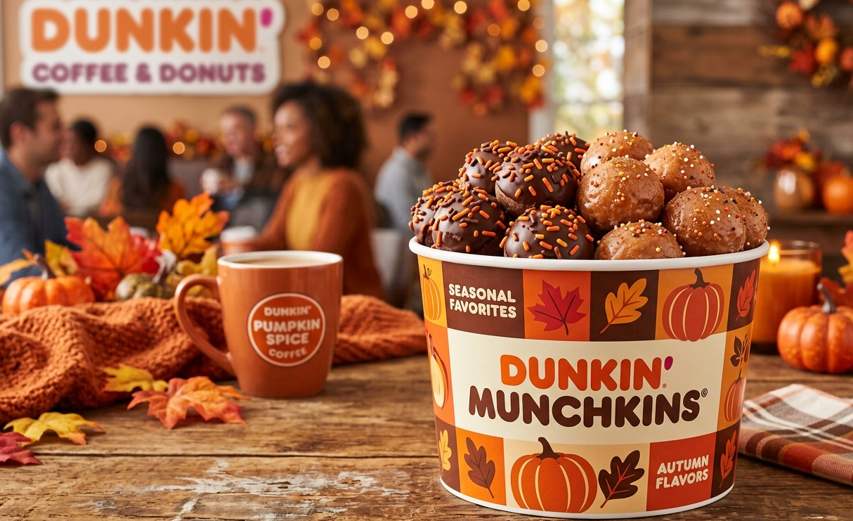 Different Dunkin Munchkins flavors including glazed, chocolate, and jelly-filled donut holes.