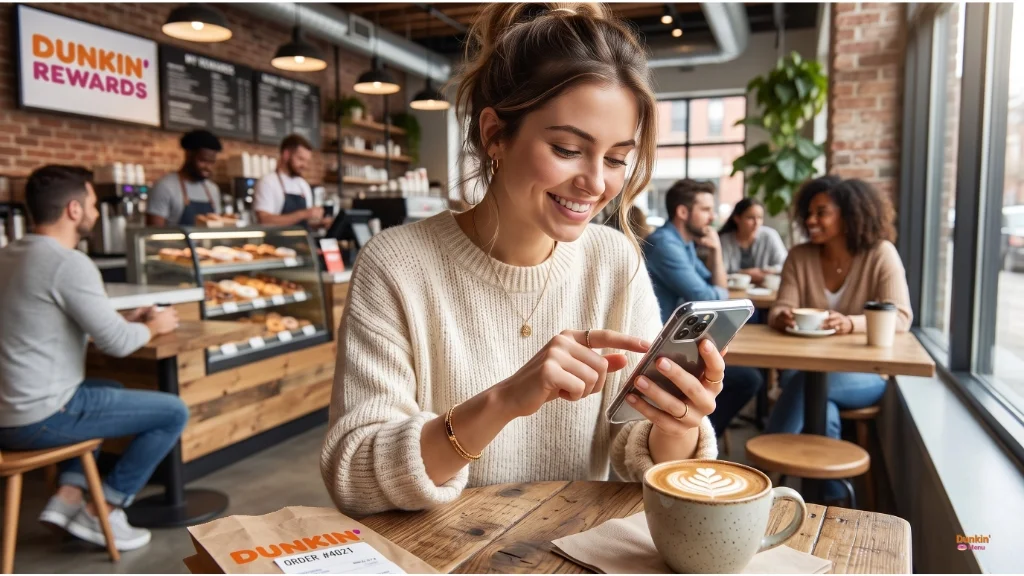 Customer ordering donuts through a mobile rewards app