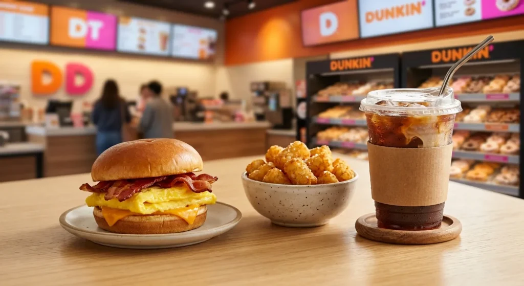 Dunkin $6 Meal Deal with coffee breakfast sandwich and hash browns