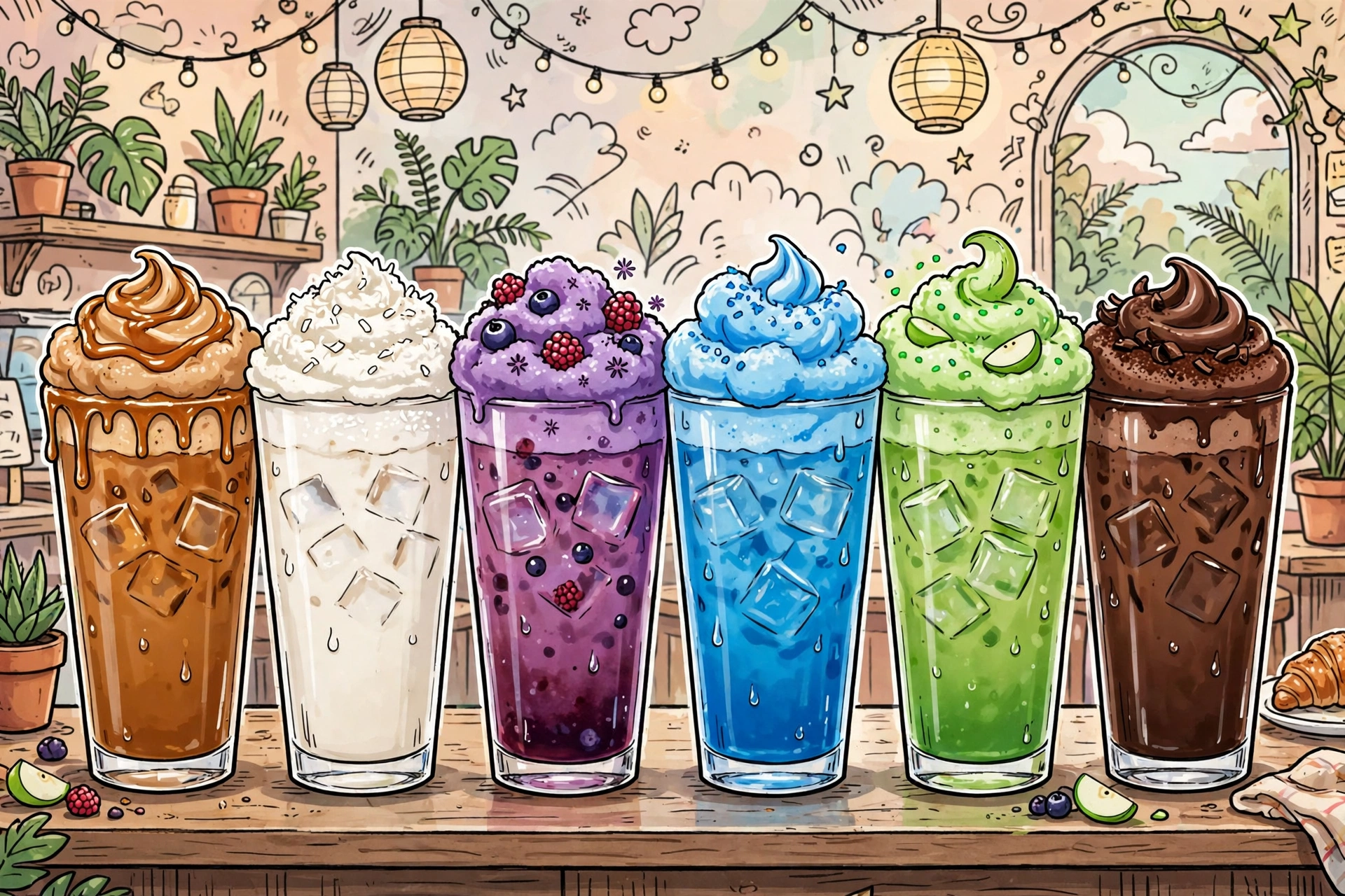 Dunkin' Doomsday character drinks illustration