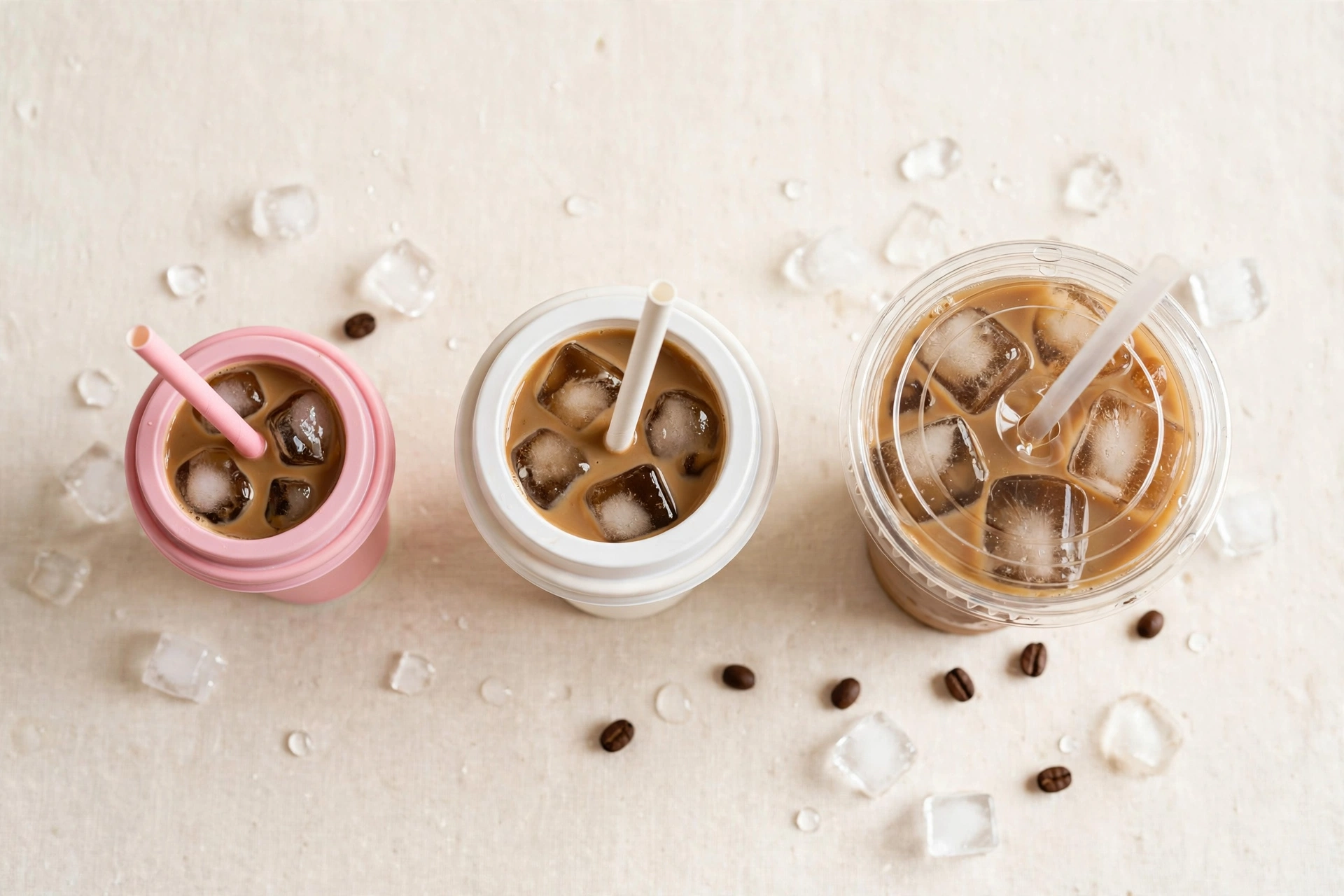 Dunkin' iced coffee cups in small, medium and large sizes - dunkin calories by size