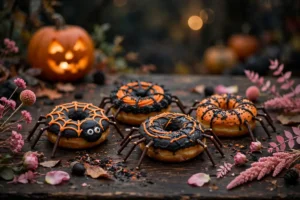 Spider donuts with chocolate legs and jack-o-lantern on the Dunkin Halloween menu 2026